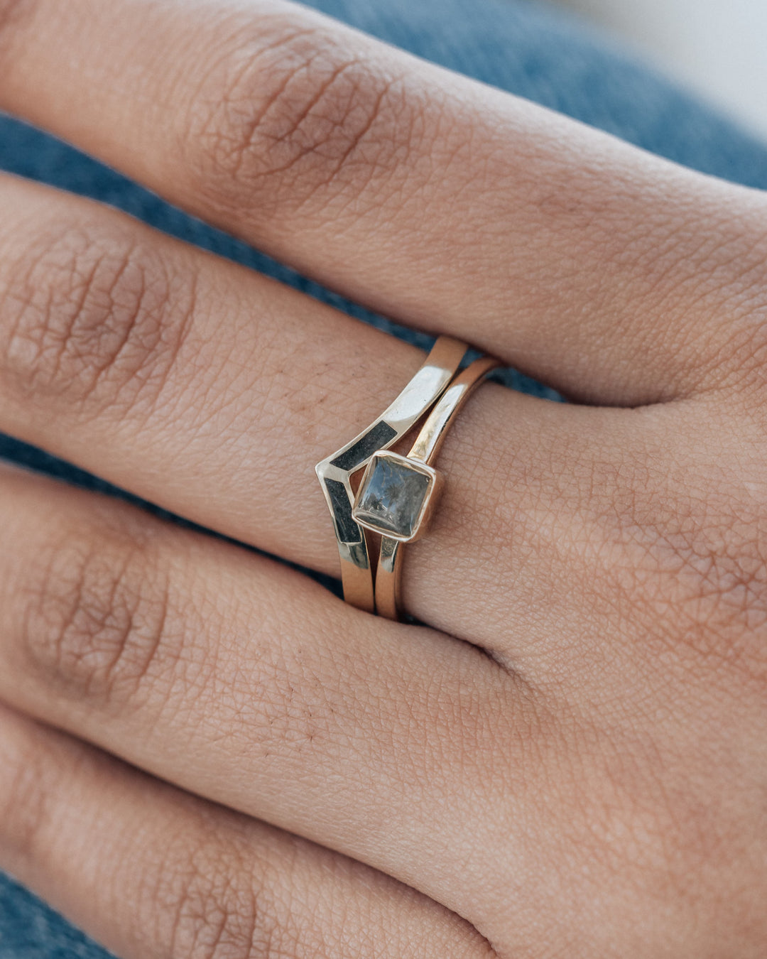 Dainty Square Cremation Ring in 14K Yellow Gold