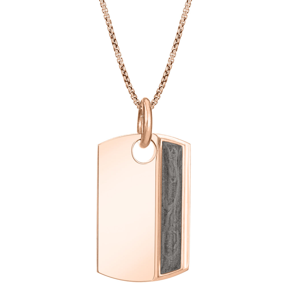 Dog Tag Cremation Necklace in 14K Rose Gold closebymejewelry