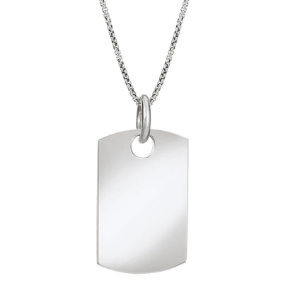 The dog tag cremains pendant design on a thin chain by close by me jewelry in sterling silver from the back