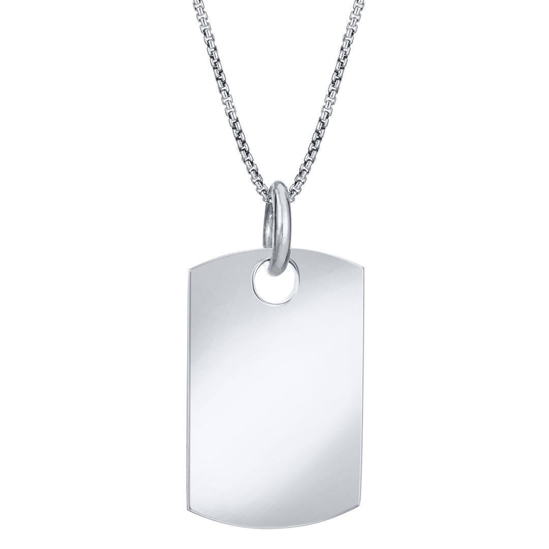 The dog tag ashes pendant design by close by me jewelry in 14k white gold from the back