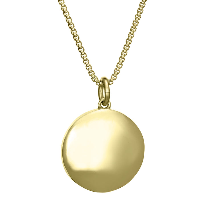 close by me jewelry's 14k yellow gold 15mm dome memorial pendant from the back