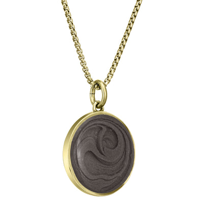 close by me jewelry's 14k yellow gold 15mm dome memorial pendant from the side