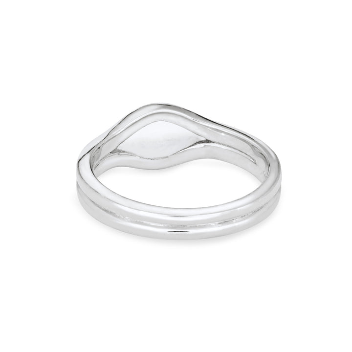 Back of the Double Band Oval Cremation Ring in Sterling Silver against a solid white background.