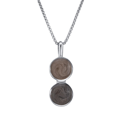 This photo shows close by me jewelry's Double Circle Memorial Necklace design in 14K White Gold from the front