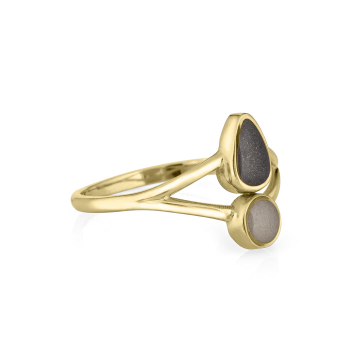 Double Setting Split Shank Cremation Ring in 14K Yellow Gold