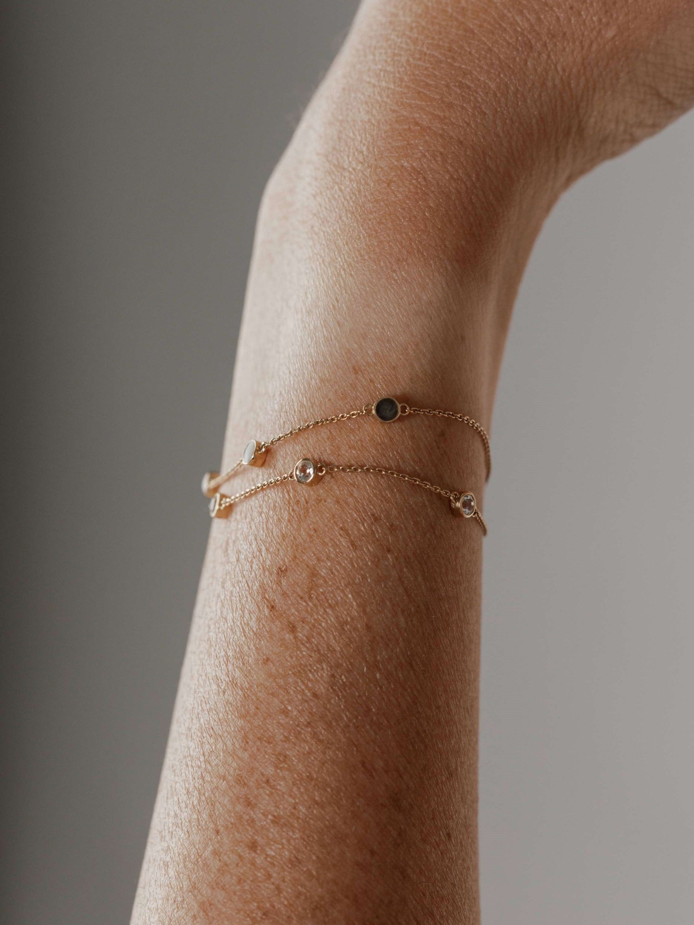Double Strand Cremation Bracelet in 14K Rose Gold close by me closebymejewelry