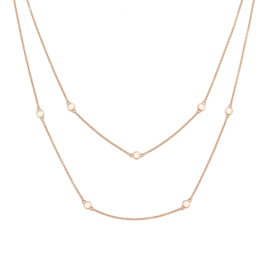 Double Strand Cremation Necklace in 14K Rose Gold