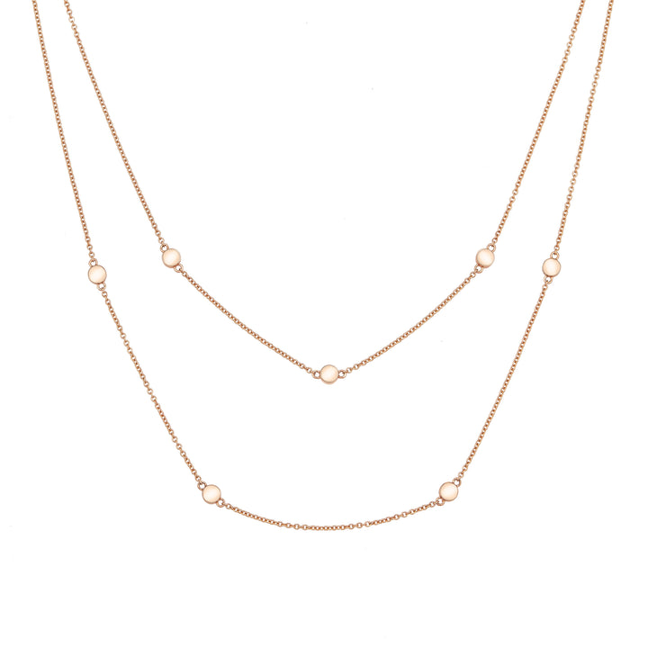 Double Strand Cremation Necklace in 14K Rose Gold