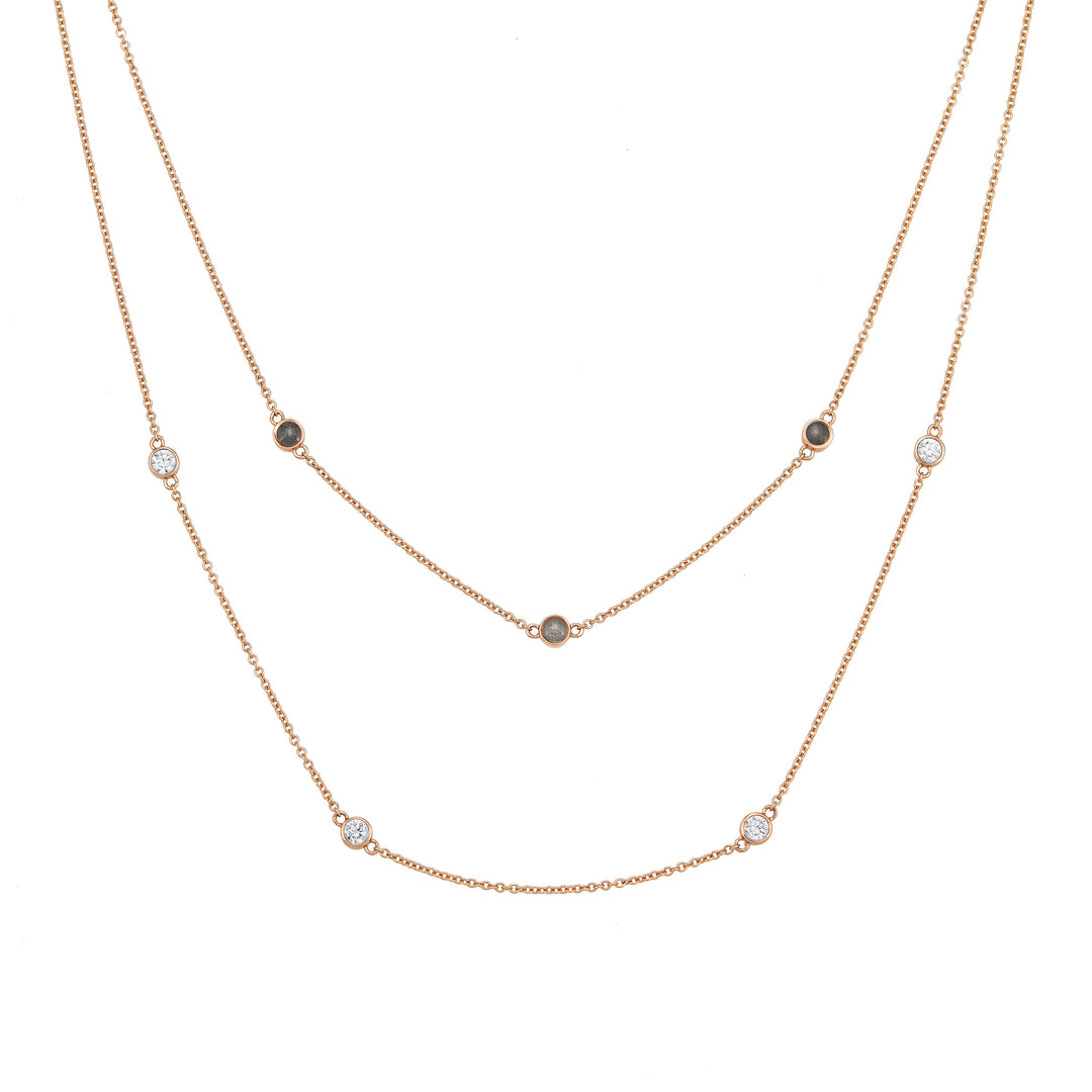 Double Strand Cremation Necklace in 14K Rose Gold