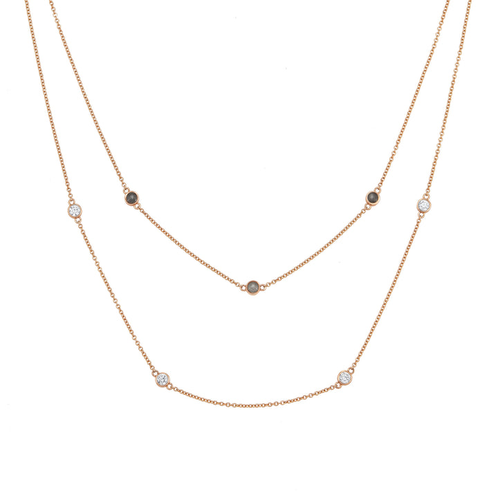 Double Strand Cremation Necklace in 14K Rose Gold