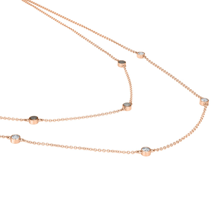 Double Strand Cremation Necklace in 14K Rose Gold