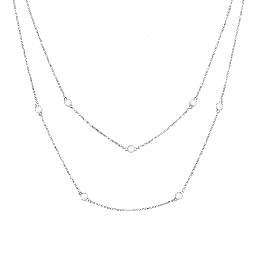 Double Strand Cremation Necklace in 14K White Gold