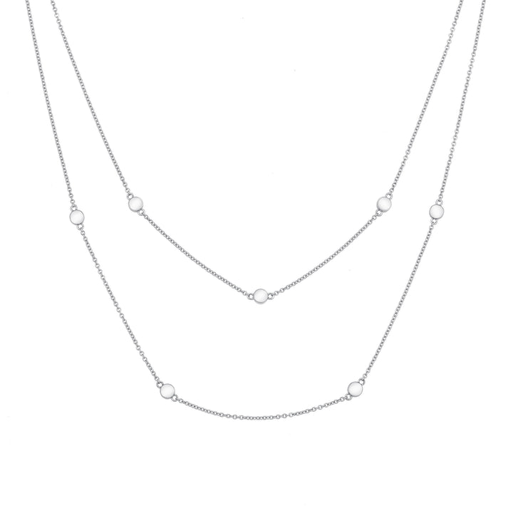 Double Strand Cremation Necklace in 14K White Gold