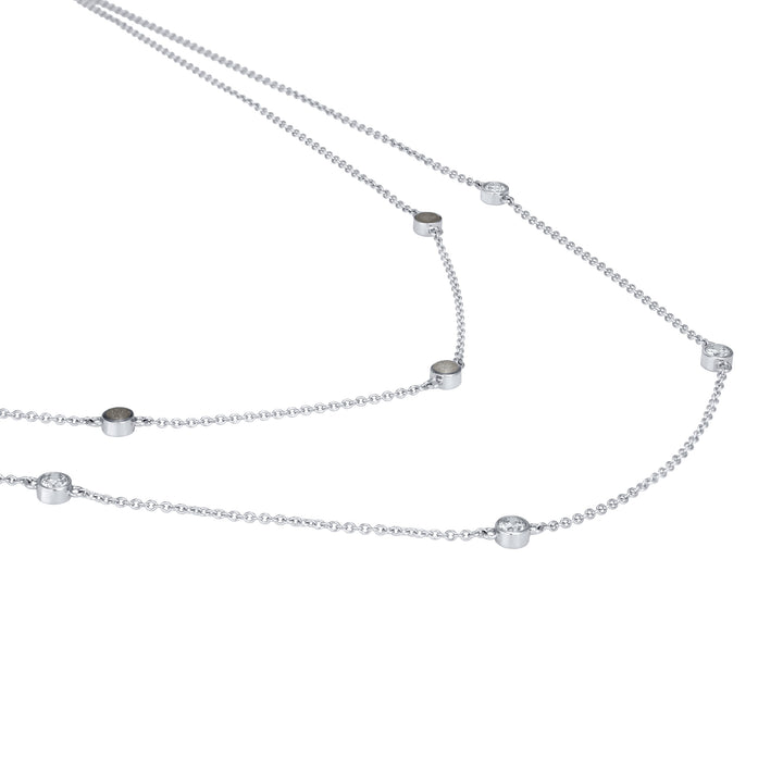 Double Strand Cremation Necklace in 14K White Gold