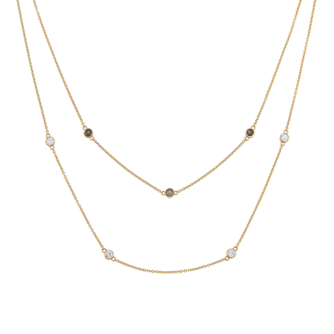 Double Strand Cremation Necklace in 14K Yellow Gold