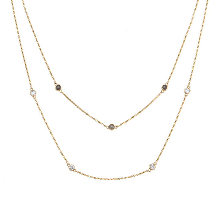 Double Strand Cremation Necklace in 14K Yellow Gold