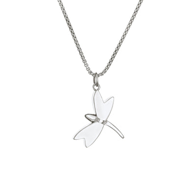 This photo shows the Dragonfly Cremains Pendant in Sterling Silver by close by me jewelry from the back