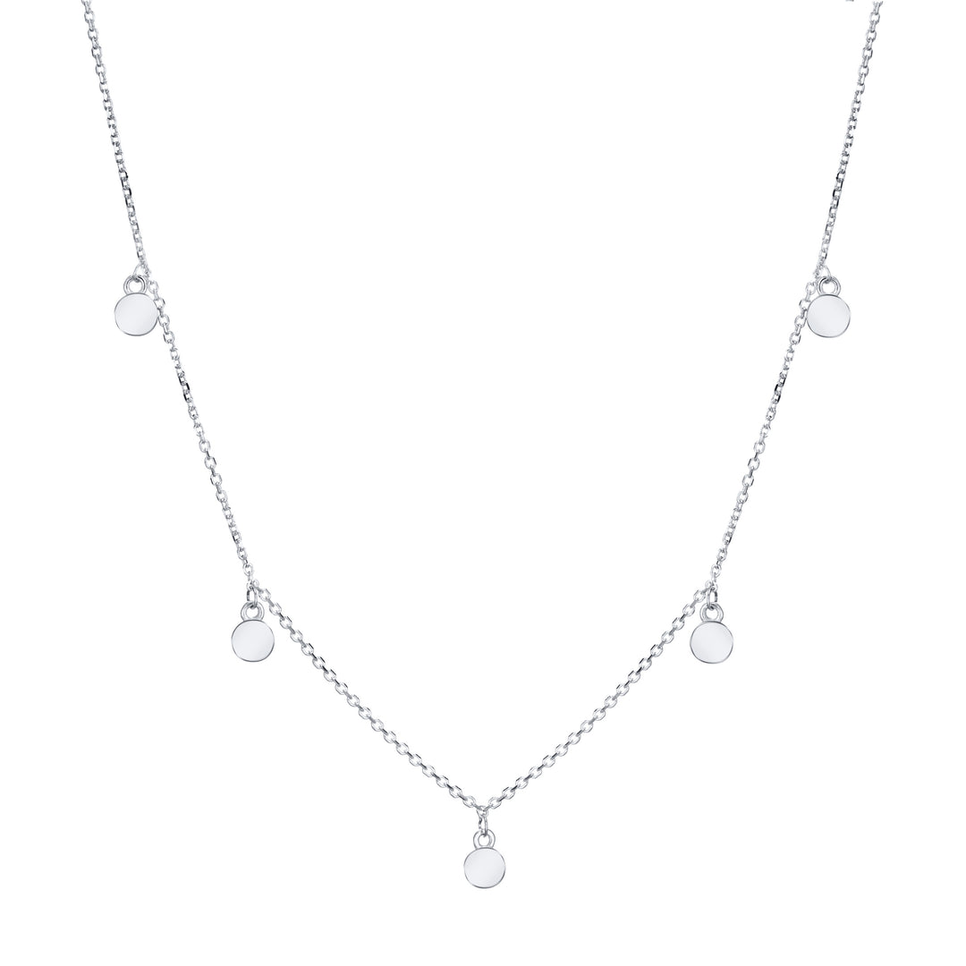 This photo shows close by me jewelry's 14K White Gold Drop Cremains Necklace with Five Ashes Components from the back