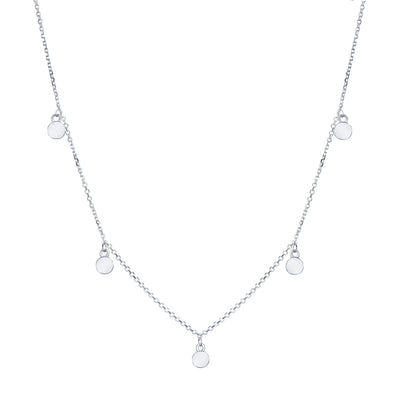 This photo shows close by me jewelry's 14K White Gold Drop Cremains Necklace with Five Ashes Components from the back