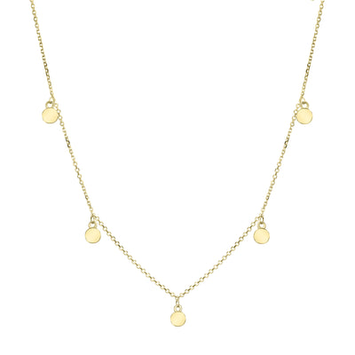 This photo shows close by me jewelry's 14K Yellow Gold Drop Cremains Necklace with Five Ashes Components from the back