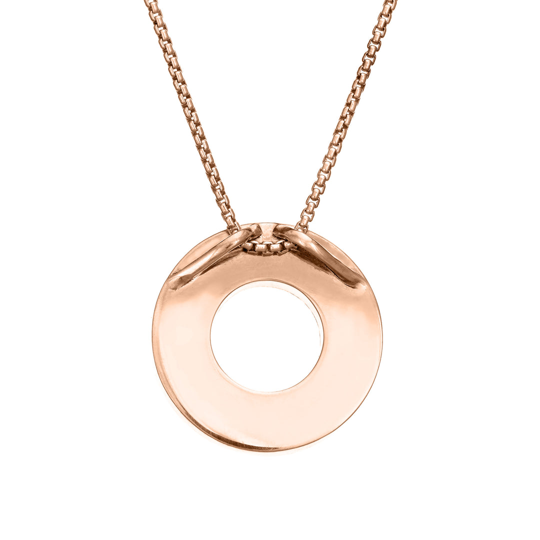 The eternity necklace by close by me jewelry in 14k rose gold from the back