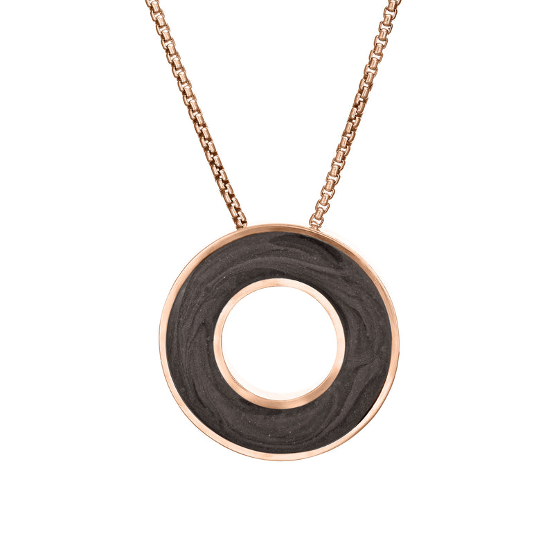The eternity necklace by close by me jewelry in 14k rose gold from the front