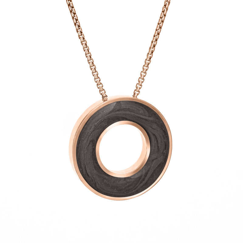 The eternity necklace by close by me jewelry in 14k rose gold from the side