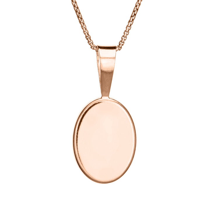 close by me jewelry's 14k rose gold fancy bail oval memorial pendant from the back