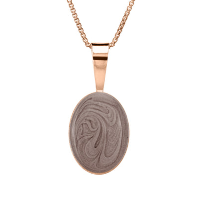 close by me jewelry's 14k rose gold fancy bail oval memorial pendant from the front