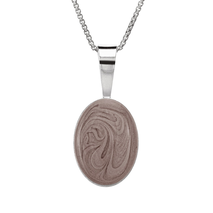 close by me jewelry's sterling silver fancy bail oval necklace with ashes from the front