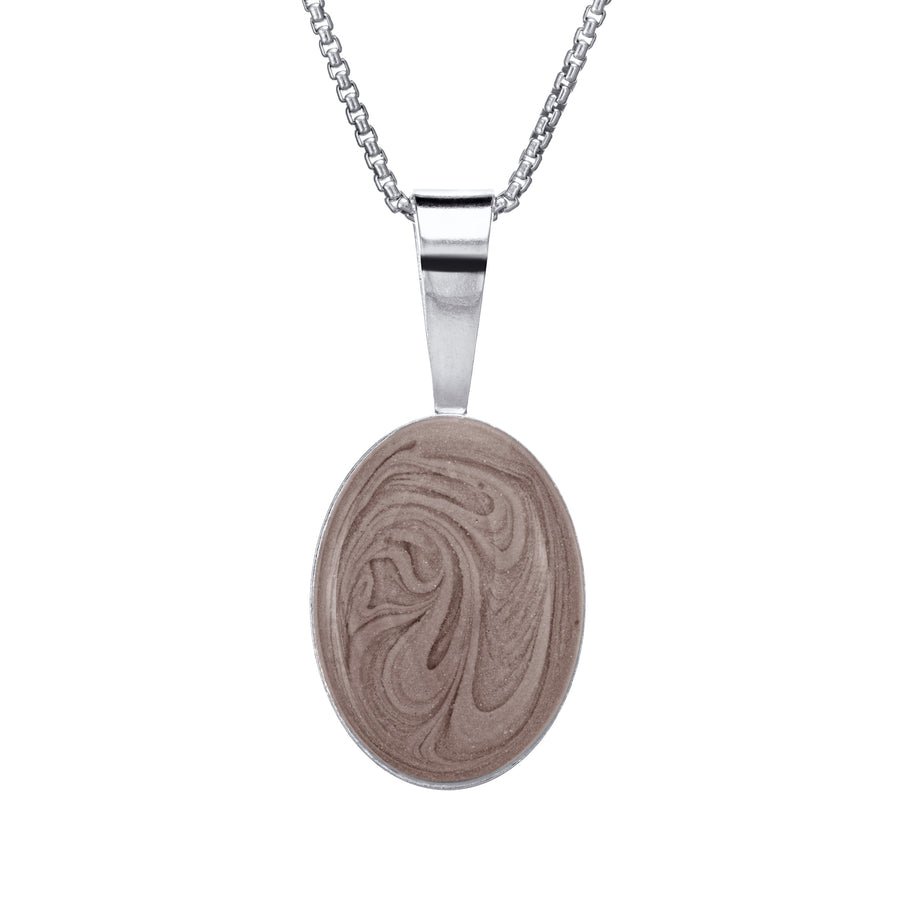 close by me jewelry's 14k white gold fancy bail oval memorial pendant from the front