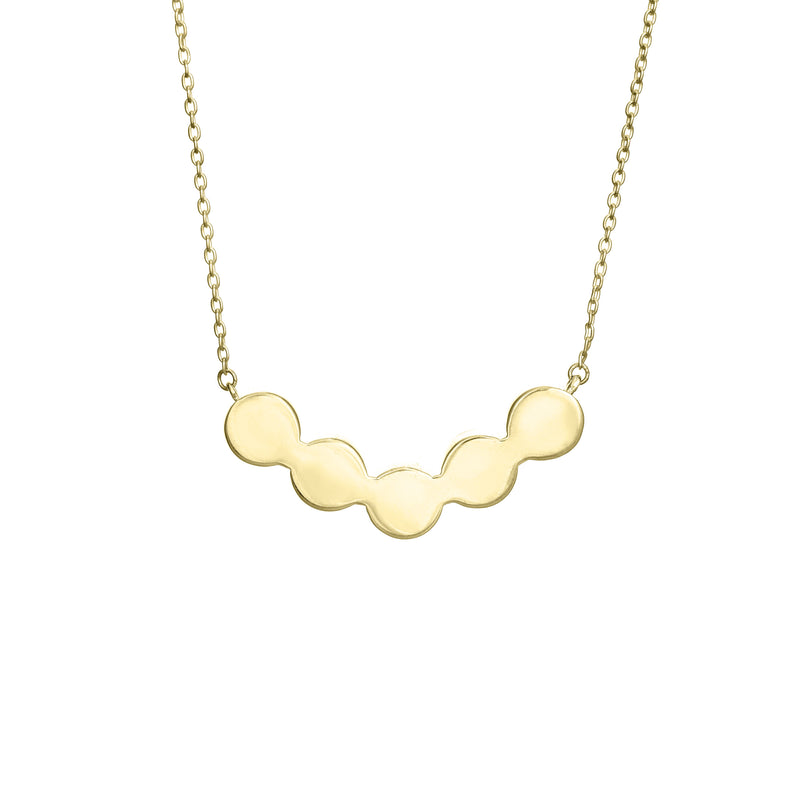Pictured here is the Five Setting Chevron Necklace in 14K Yellow Gold designed and set with cremains by close by me jewelry from the back