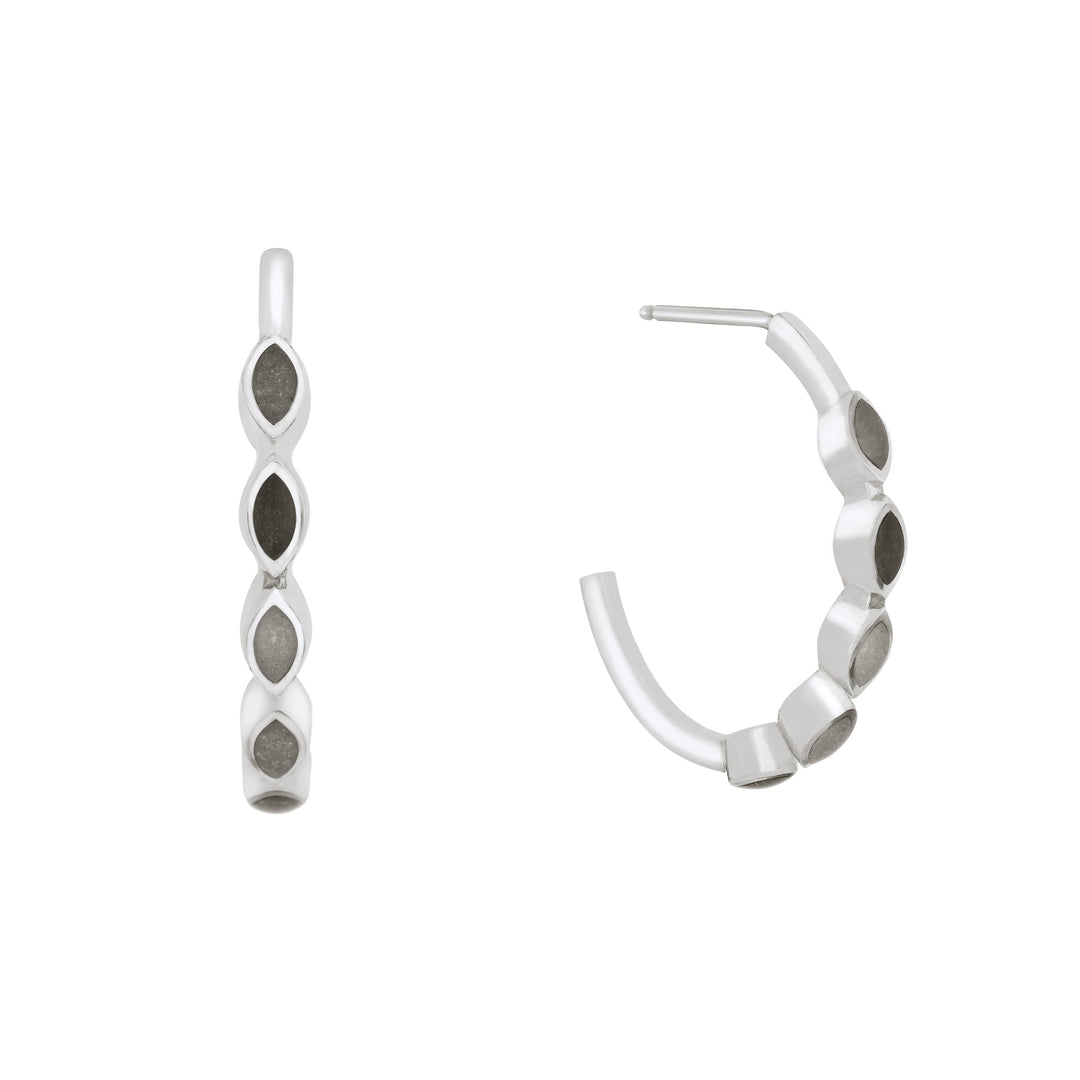 Five Setting Open Hoop Cremation Earrings in Sterling Silver