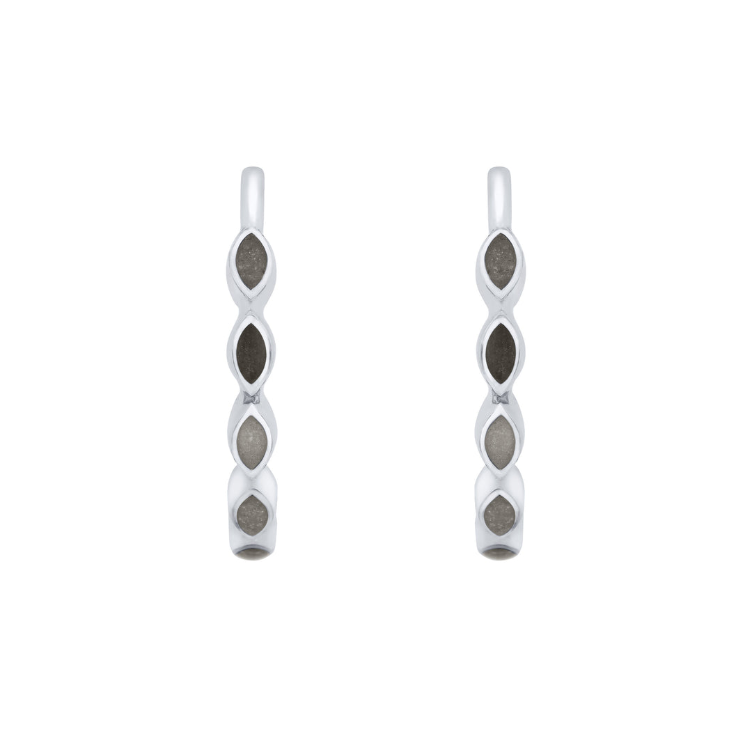 Five Setting Open Hoop Cremation Earrings in 14K White Gold