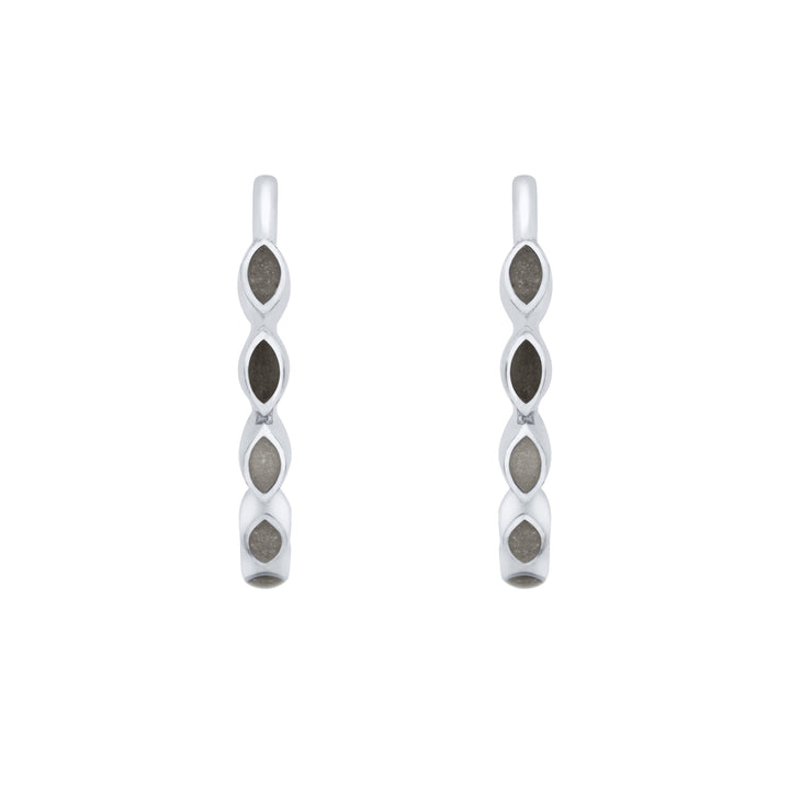 Five Setting Open Hoop Cremation Earrings in 14K White Gold