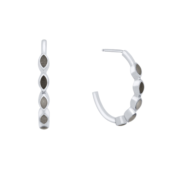 Five Setting Open Hoop Cremation Earrings in 14K White Gold