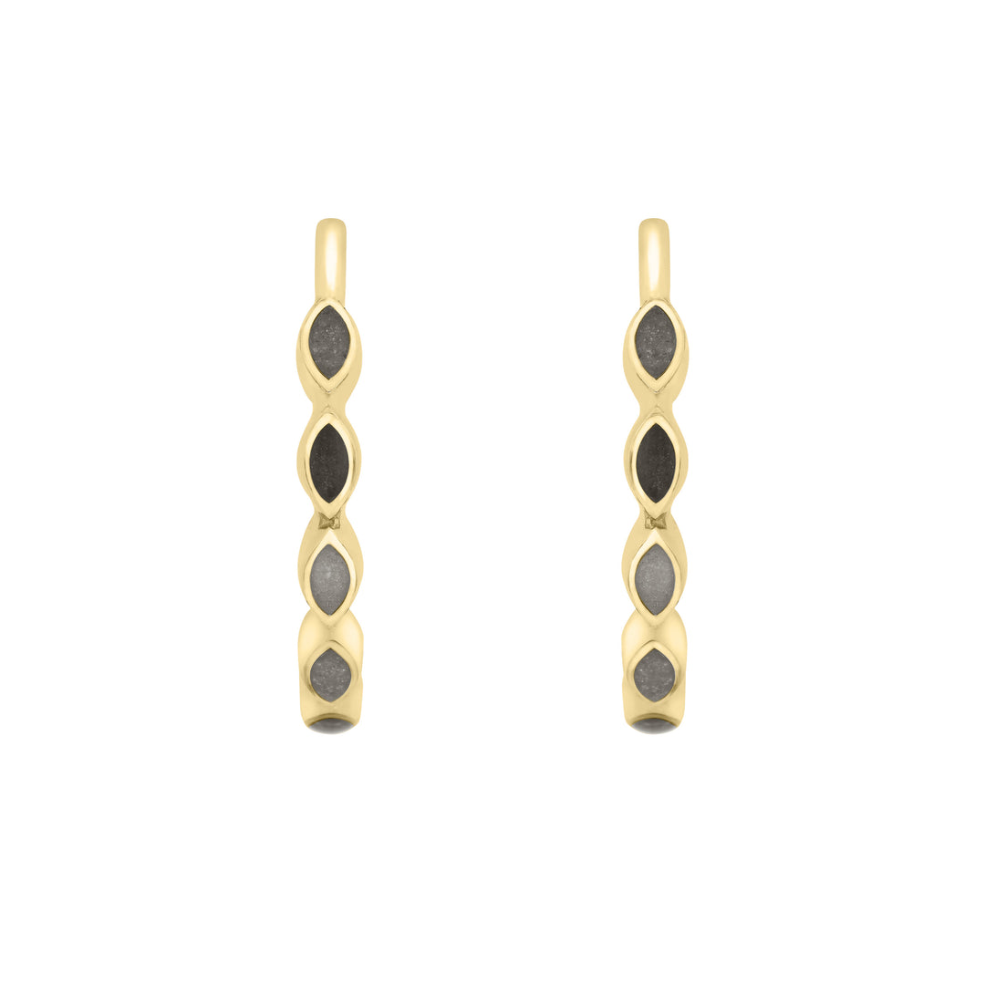 Five Setting Open Hoop Cremation Earrings in 14K Yellow Gold