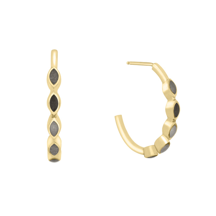 Five Setting Open Hoop Cremation Earrings in 14K Yellow Gold