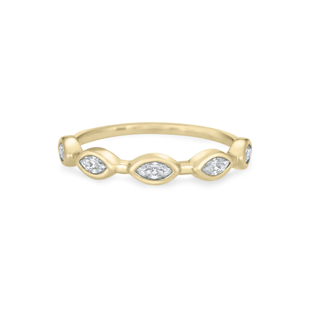 Five Stone Marquise Diamond Ring in 14K Yellow Gold
