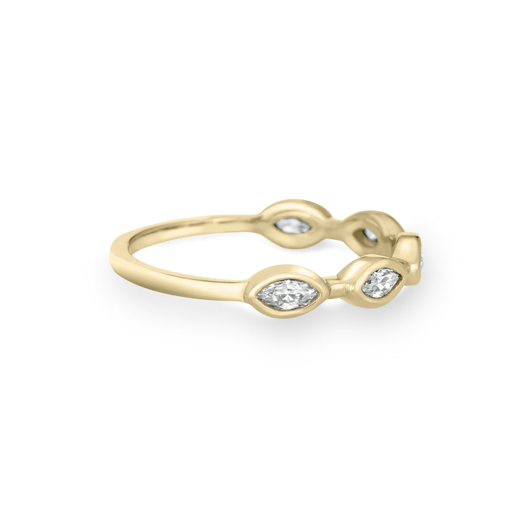 Five Stone Marquise Diamond Ring in 14K Yellow Gold