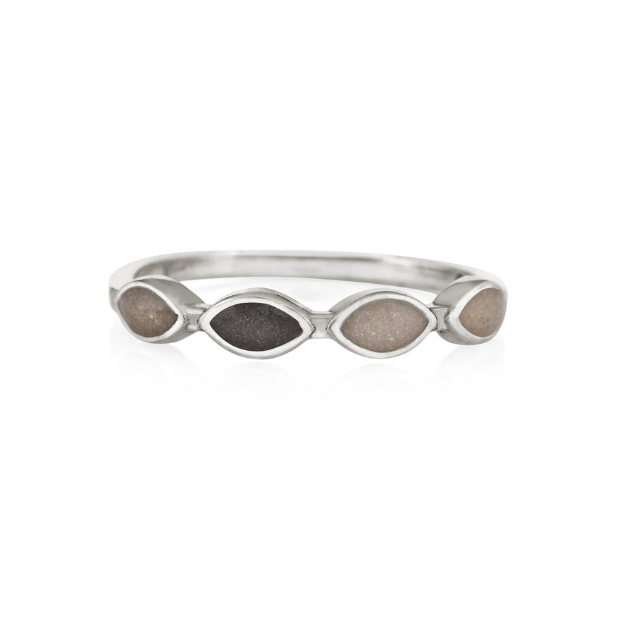 close by me's sterling silver cremation ring with four marquise-shaped ash settings