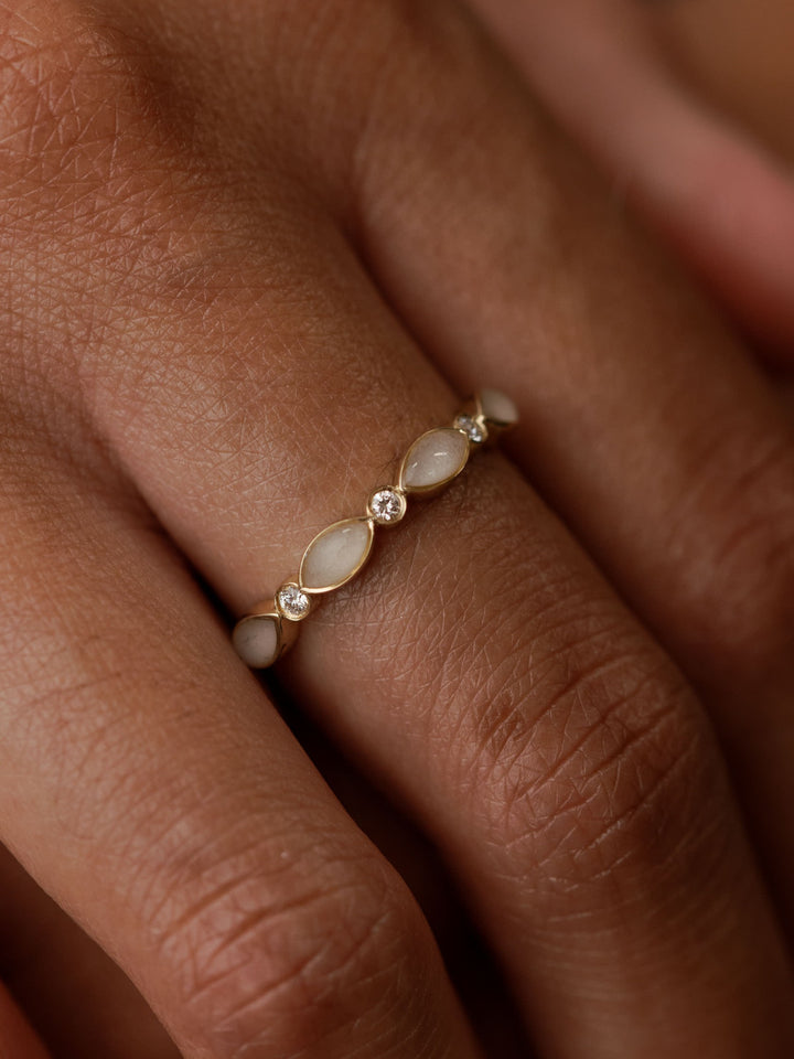 Four Setting Three Diamond Cremation Ring in 14K White Gold