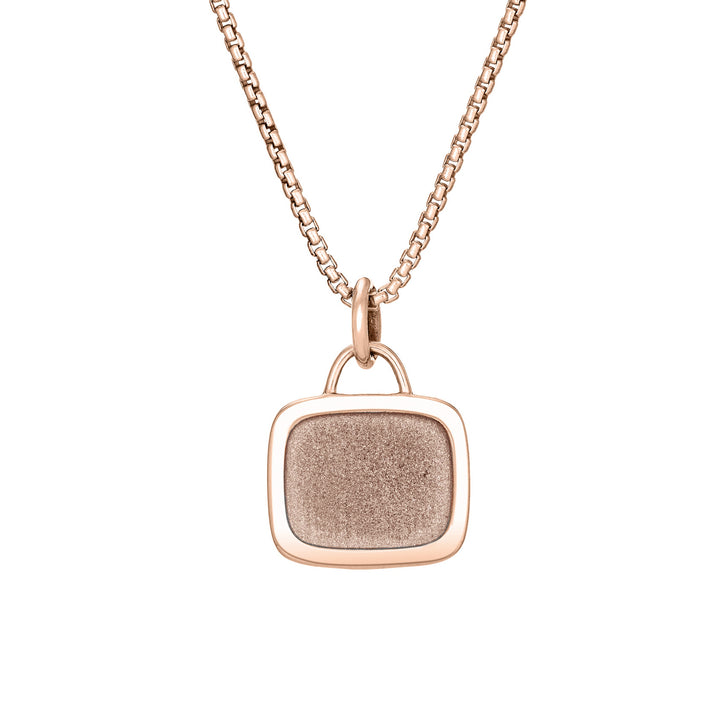 Framed Cushion Cremation Necklace in 14K Rose Gold