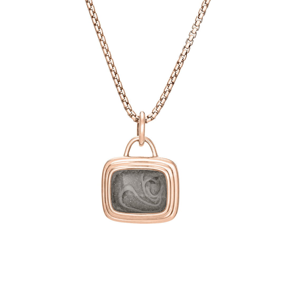 Framed Cushion Cremation Necklace in 14K Rose Gold