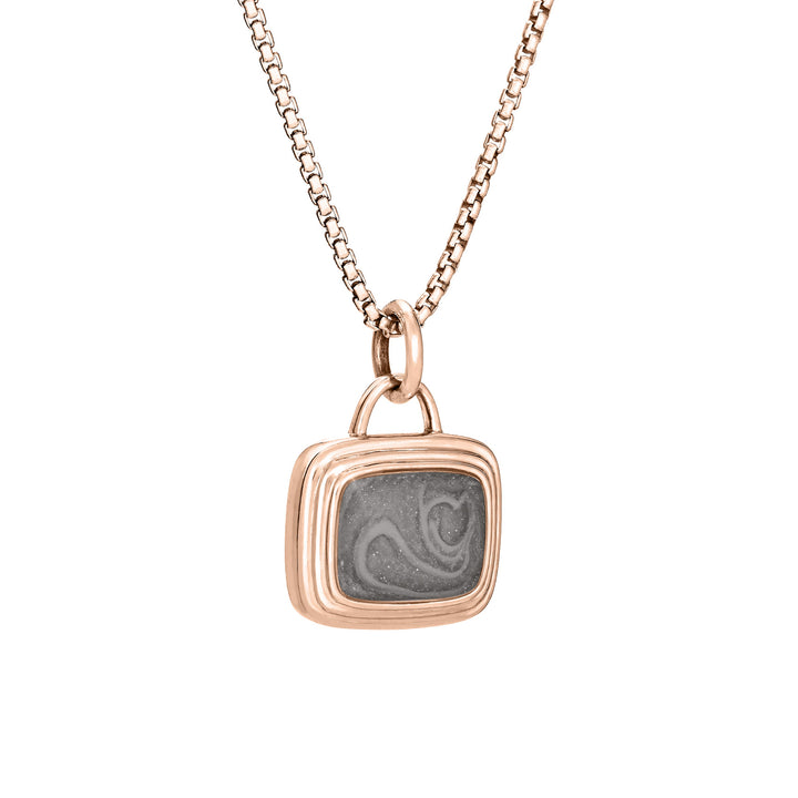 Framed Cushion Cremation Necklace in 14K Rose Gold