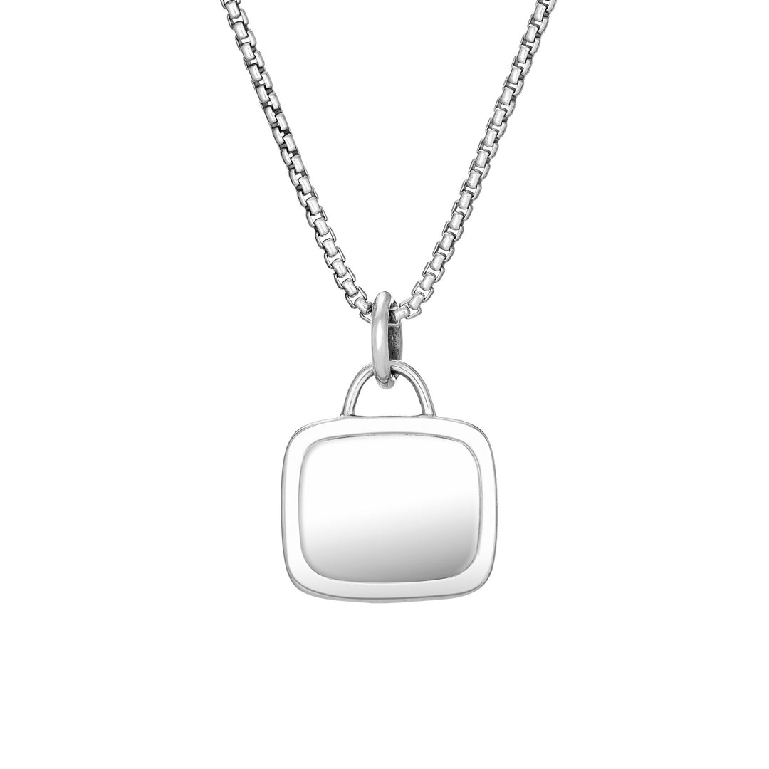 Framed Cushion Cremation Necklace in Sterling Silver
