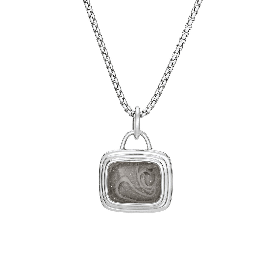 Framed Cushion Cremation Necklace in Sterling Silver