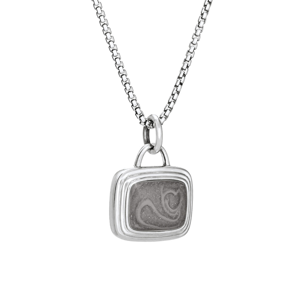 Framed Cushion Cremation Necklace in Sterling Silver