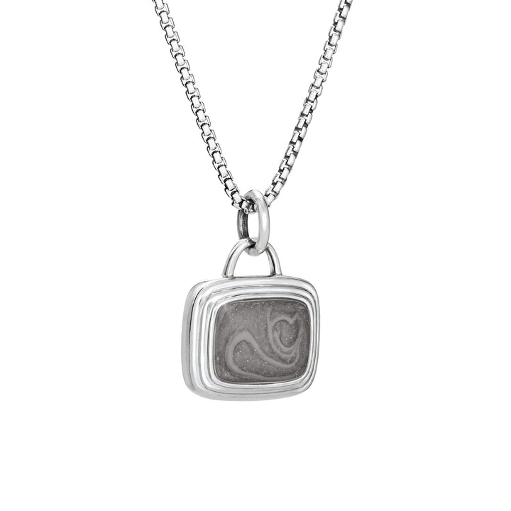 Framed Cushion Cremation Necklace in Sterling Silver