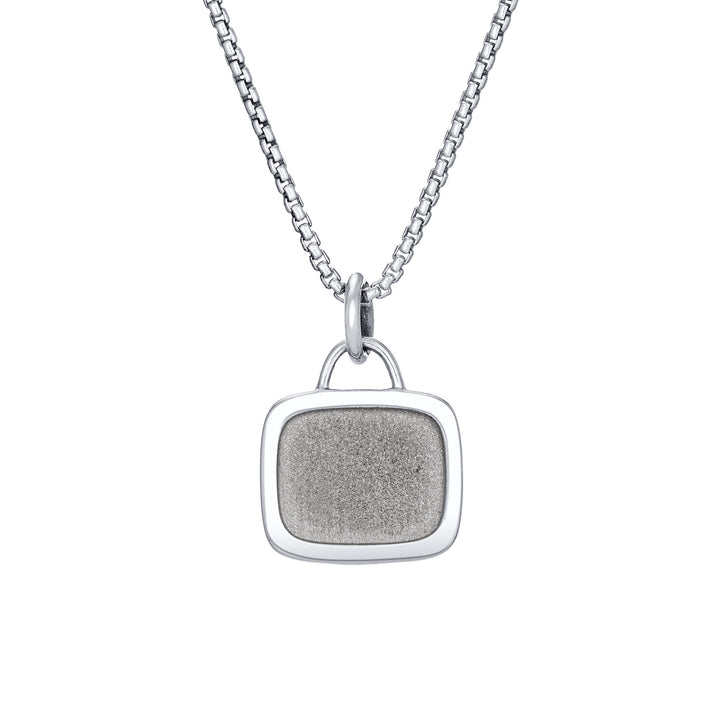 Framed Cushion Cremation Necklace in 14K White Gold